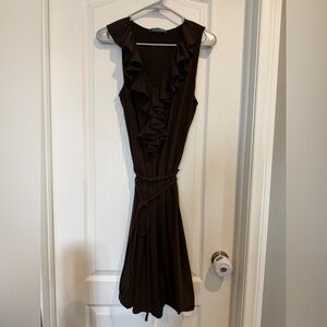 Ralph Lauren Chocolate Ruffle Midi Dress